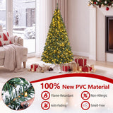 Costway Pre-Lit Hinged Artificial Christmas Tree, 4–9 ft, Warm White & Multicolor LEDs, 11 Lighting Modes