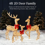 Best Choice Products 3-Piece 2D Lighted Deer Family, 4ft Outdoor Christmas Set with 175 Warm White LEDs
