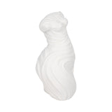 White Ribbed Torso Sculpture, 11" Polyresin Female Form Statue, Modern Tabletop Décor