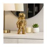 Sagebrook Home Ceramic Astronaut Sculpture, 11" Metallic Gold Space-Themed Tabletop Décor