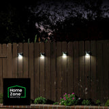 Home Zone Living Secure Solar LED Fence & Step Wall Lights, 4-Pack, Silver Stainless Steel