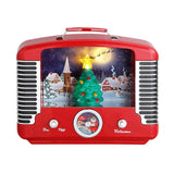Mr. Christmas 12" Nostalgic Tree Radio, Red with LED Village Scene & 3 Pre-Programmed Stations