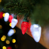 Northlight C9 Faceted LED Christmas Lights, 100 Red & Pure White Bulbs, 66 ft Lighted Length