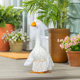 Evergreen Giddy the Goose White Metal Porch Statue, 21" Tall, Indoor & Outdoor Garden Décor