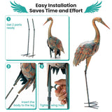 Costway Metal Crane Garden Statue Set, 2-Piece, Decorative Bird Sculptures for Outdoor Yard & Lawn