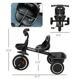 Qaba Toddler Tricycle with Adjustable Seat, Storage Basket & Safety Belt