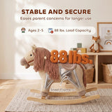 Qaba Plush Rocking Horse with Hoofbeat & Neighing Sounds, Brown, Ages 2–5