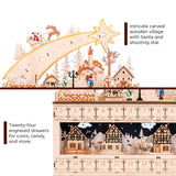 Best Choice Products Wooden Shooting Star Advent Calendar with LED-Lighted Christmas Village & Numbered Drawers