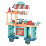 Qaba Kids Kitchen Food Stand Playset with Cash Register, Play Food & Accessories