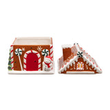Mr. Christmas 9.5" Ceramic Gingerbread House Cookie Jar with LED-Lighted Lid & 6-Hour Timer