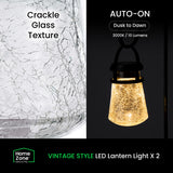 Home Zone Living Secure Solar Hanging Lantern Lights, 4-Pack with Shepherd Hooks, 28", Crackle Glass