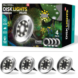 Bell + Howell Solar LED Disk Lights, 8 LEDs per Light, Outdoor Pathway Lighting