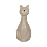 8.75" White Ceramic Cat Figurine, Speckled Matte Stoneware, Minimalist Tabletop & Shelf Décor