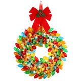 Mr. Christmas 17" Retro C9 Bulb Wreath, Multicolor with 50 LEDs, Twinkling Mode & Timer