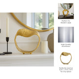 Gold Twisted Ring Sculpture, 6.75" Hammered Metal Tabletop Accent