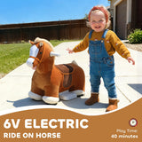Qaba 6V Electric Ride-On Horse with Music, Foot Pedal & Washable Cover