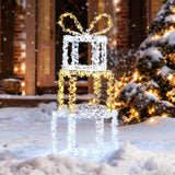 Costway Stacked Christmas Gift Box Lights, 3 ft, 3 Boxes with 200 Warm & Cold White LEDs