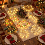 Christmas LED String Lights, 8-Pack, 200 LEDs, 3 Strand Lengths, Battery-Powered Holiday Décor