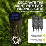 Bell + Howell Solar Bollard Pathway Lights, 4-Pack, 3500K LED