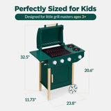 Best Choice Products Kids Wooden BBQ Grill Playset with 28 Accessories, Storage & Wheels