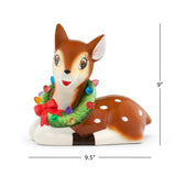Mr. Christmas 9" Nostalgic Ceramic Lighted Reindeer with LED Wreath & Timer
