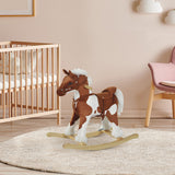 Qaba Plush Rocking Horse with Neighing & Galloping Sounds, Light Brown/White