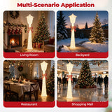 Costway 5 ft Lighted Christmas Lamp Post, 130 Warm White LEDs, Silver Finish & Red Bow