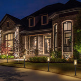 C Cattleya Solar LED Path Lights, 4-Pack, Black, 3000K Warm White, 28" with Stakes