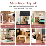 Best Choice Products 3-Story Wooden Dollhouse with 40 Furniture Pieces & Accessories