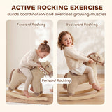 Qaba Plush Rocking Horse with Hoofbeat & Neighing Sounds, Brown, Ages 2–5
