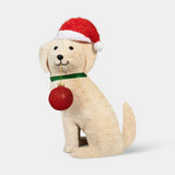 Wondershop 25" Lighted Faux Fur Retriever with Santa Hat & Red Ornament, 50 White LEDs