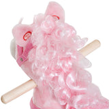 Qaba Pink Plush Rocking Horse with Realistic Sounds & Swinging Tail, Ages 3+
