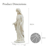 LuxenHome Virgin Mary Statue, 29.5" Ivory Blessed Mother Sculpture, Indoor & Outdoor Garden Décor