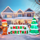 Joyfy 10 ft Christmas Inflatable with LEDs, Gingerbread Man & Christmas Tree Merry Christmas Yard Display