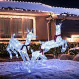 Costway Lighted Christmas Reindeer Family Set, 3 Pieces, 255 Cold White LEDs, Buck, Doe & Fawn