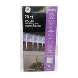 GE Twinkling Ice Crystal Icicle Lights, 100 Crystal White LEDs, 20 Icicles, 9.5 ft