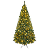 Costway Pre-Lit Hinged Artificial Christmas Tree, 4–9 ft, Warm White & Multicolor LEDs, 11 Lighting Modes