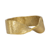 Gold Twisted Ring Sculpture, 6.75" Hammered Metal Tabletop Accent