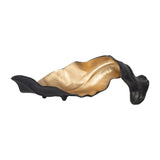 18" Metal White & Gold Curled Leaf Sculpture, Tabletop Accent, Modern Home Décor