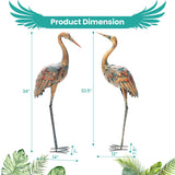 Costway Metal Crane Garden Statue Set, 2-Piece, Decorative Bird Sculptures for Outdoor Yard & Lawn
