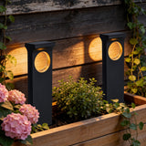 C Cattleya Solar LED Path Lights, 12-Pack, 17.25" Matte Black, 3000K Warm White