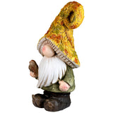 Northlight 16.5" Fall Harvest Gnome Garden Statue, Maple Leaf Mushroom Hat Décor