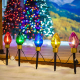 Novelty Lights Jumbo C7 LED Pathway Lights, 6ft, 5 Multicolor Lights with Ground Stakes