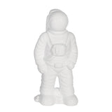 White Ceramic Astronaut Statue, 12" Glossy Stoneware Figurine, Space-Themed Tabletop Décor