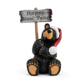 DEMDACO Bearfoots Black Bear Figurine with “Happy Holiday” Sign, Hand-Cast Resin