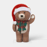 Wondershop 28" Lighted Tinsel Teddy Bear with Santa Hat & Plaid Bow, 50 White LEDs