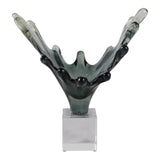 Agua Splash Abstract Sculpture with Clear Base, 13" Gray Resin Tabletop Décor
