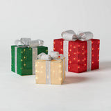 Wondershop Lighted Christmas Tinsel Gift Boxes, 3-Piece Set, 100 Warm White LEDs