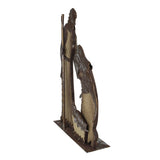 Melrose Holy Family Nativity Scene, 17" Rustic Metal & Burlap Christmas Tabletop Decoration