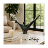 Agua Splash Abstract Sculpture with Clear Base, 13" Gray Resin Tabletop Décor